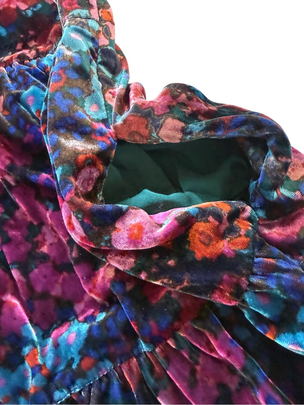Anthropologie Maeve Velvet Floral Tiered Mini Shirt Dress Boho Cottagecore XS - Picture 13 of 15